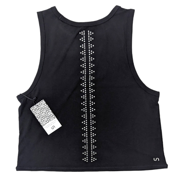 Urban Savage Studded Crop Tee Tank Top NEW Womens Large Black Workout Athletic - Picture 5 of 13